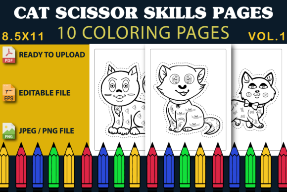 CAT SCISSOR SKILLS PAGES Vol.1: A Creative and Engaging Tool for Kids