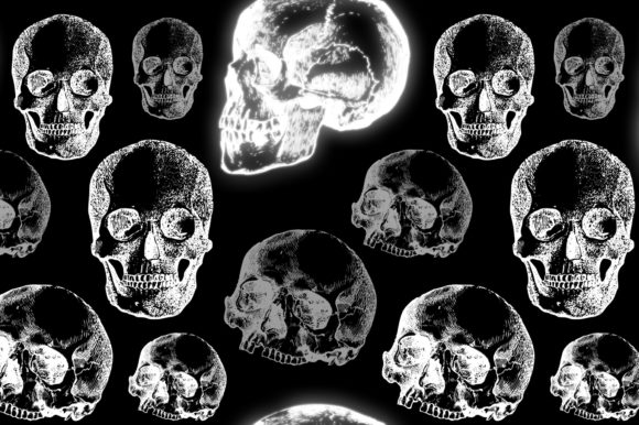 Scary White Skulls Seamless Pattern Art