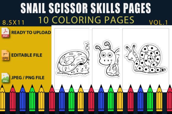 SNAIL SCISSOR SKILLS PAGES Vol.1