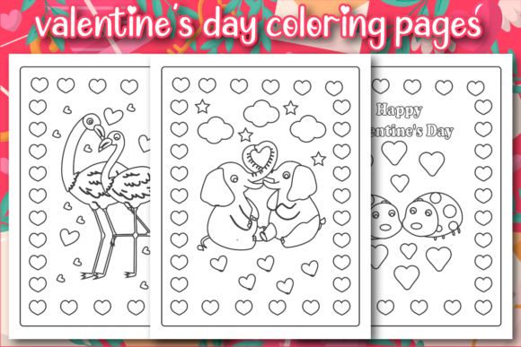 Valentine’s Animals Coloring Pages Vol-4